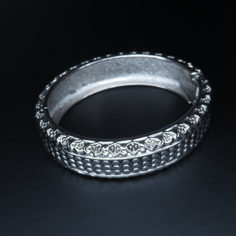 Silver Metal Hinged Bangle - image 1